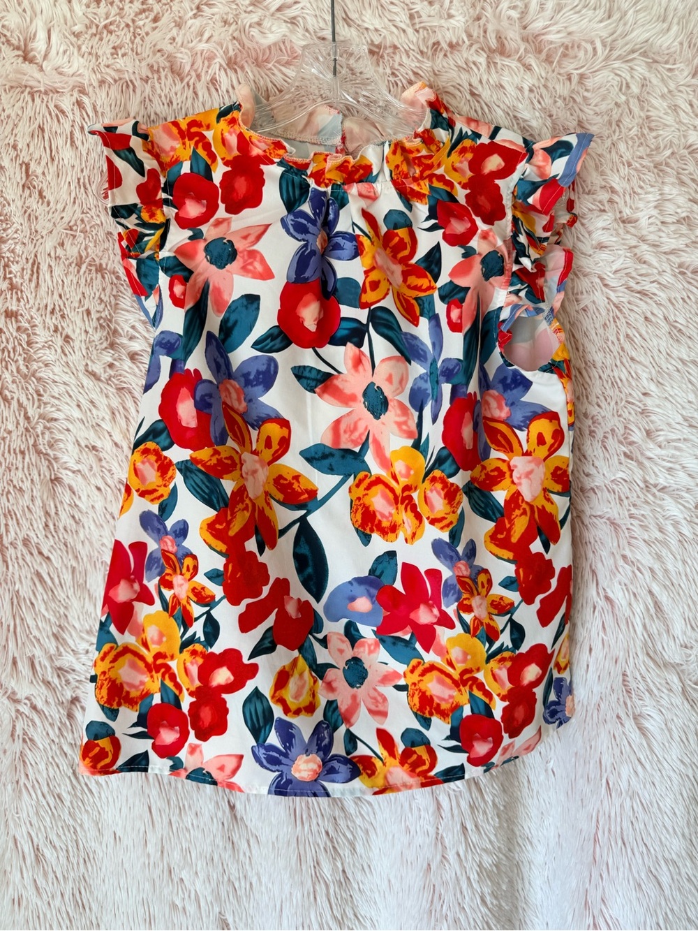 Floral Ruffle Sleeve Women’s Top in Multi-Color